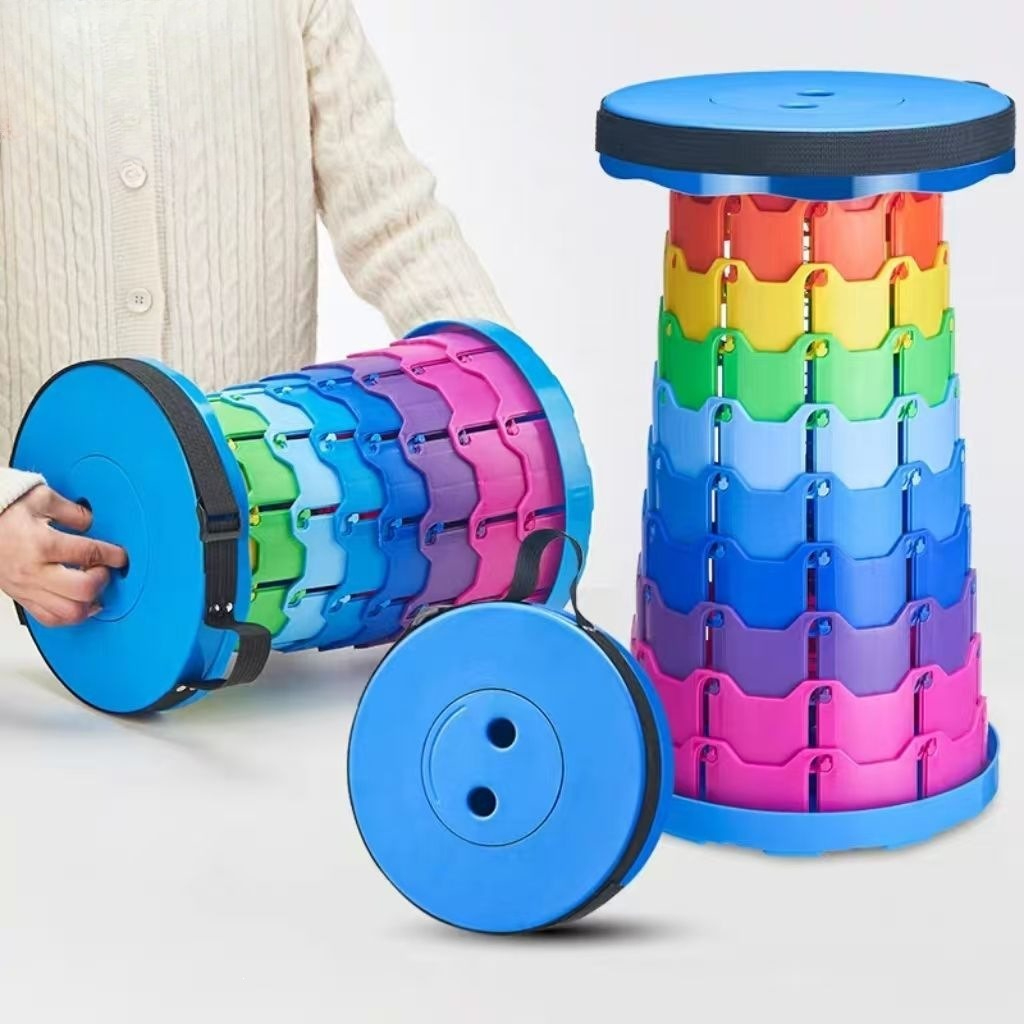 Outdoor Camping Kit - Sgabello da Campeggio Telescopico Arcobaleno, Pieghevole