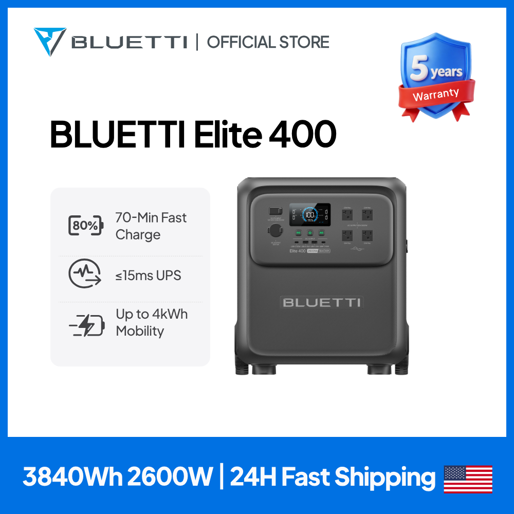 Outdoor Camping Outfit - BLUETTI Elite 400 2600W 3840Wh Stazione