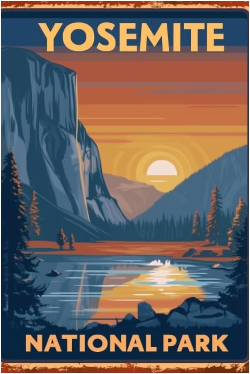 Outdoor Camping Yosemite - Poster decorativo da parete con targa