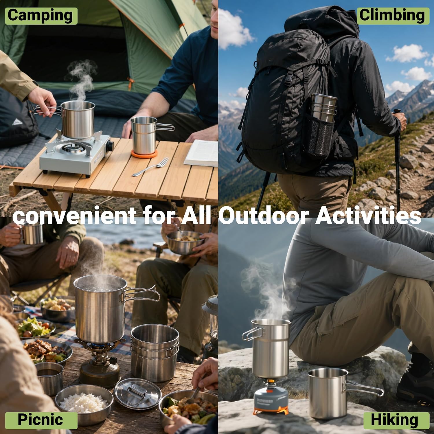 Tazze pieghevoli da campeggio, - Camp Cooking Set recensione e prezzo
