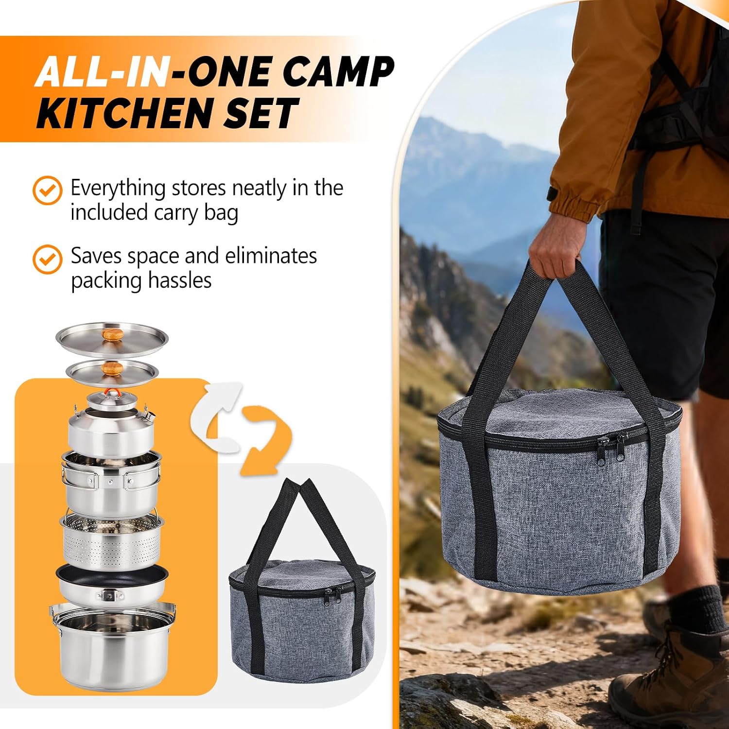 Set di 6 utensili da cucina, p - Camp Cooking Set recensione e prezzo